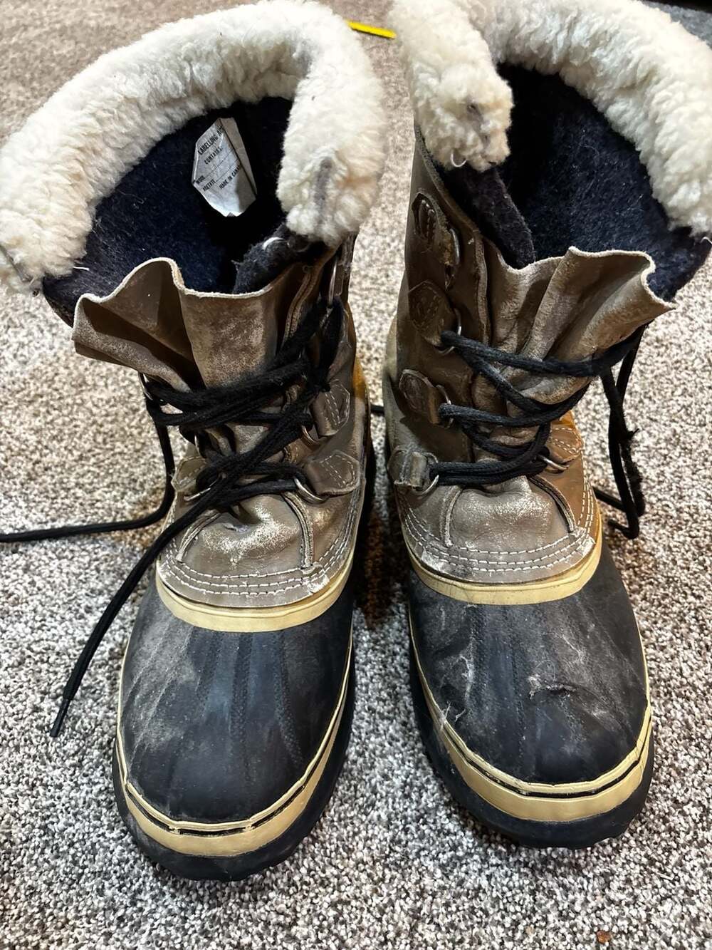 Vintage Sorel Kaufman Caribou Tan Leather Waterproof Winter Snow Boots